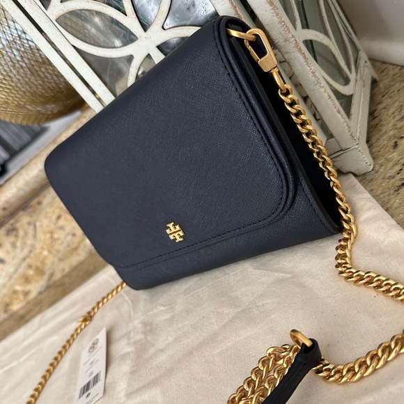 Tory Burch Emerson Chain Wallet Shoulder Leather Crossbody Bag navy - Picture 2 of 8